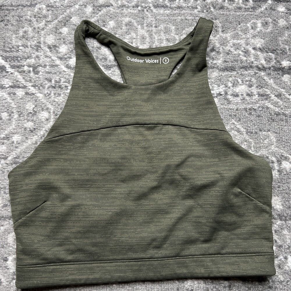 Outdoor Voices Move Free Sports Bra Womens Small Army Green Pullover No Pads